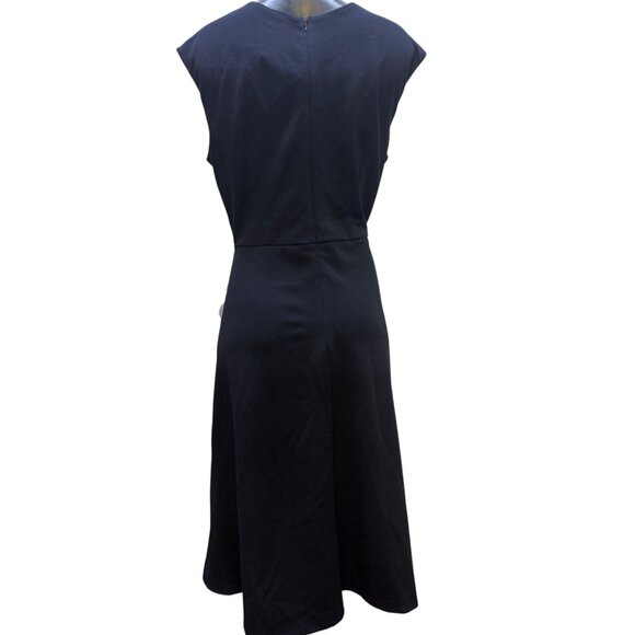 London Times Navy Cap Sleeve Dress Size 12 - Picture 2 of 6